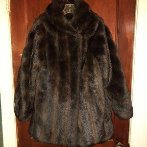 Womens faux fur lined brown coat sz Large